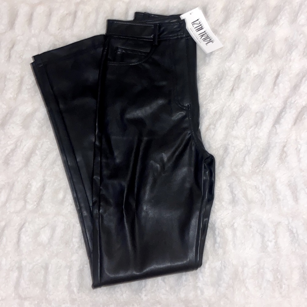 12TH TRIBE STRAIGHT LEATHER PANTS; size S